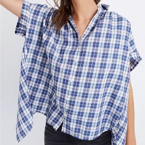 Madewell Central Open-Back Shirt in Linus Plaid Large